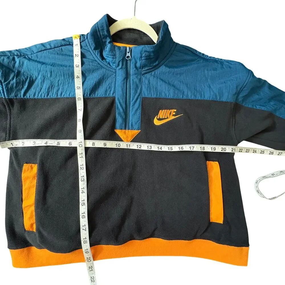 Nike Cropped Fleece Quarter Zip Pullover Sweatshirt M Block Retro Prep Y2K - Picture 3 of 7